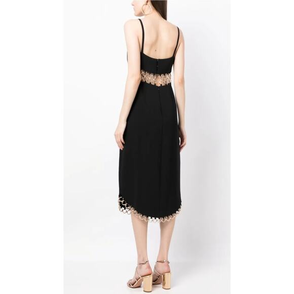 $1311 Alexis Tale Black Midi Dress Dress Golden Ring Chain Sz Small - Picture 8 of 16